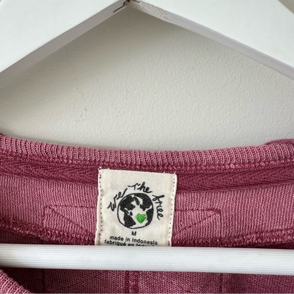 Free People Ready For This Woven Knit Long Sleeve Shirt Tee Top Pink Revolve - Picture 3 of 13